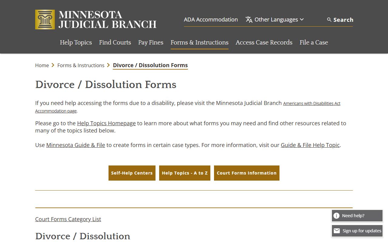 Freeborn County divorce records Minnesota divorce forms page